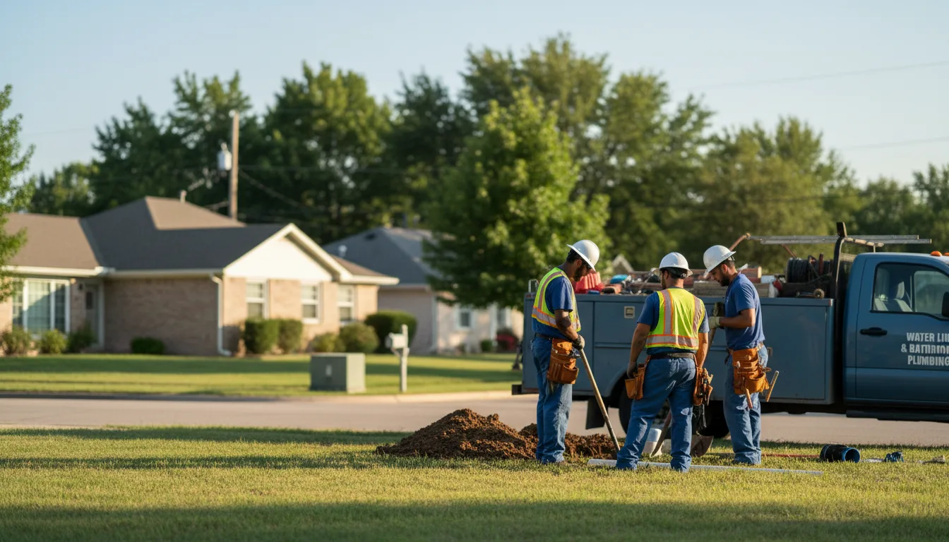 Residential water line and bathroom plumbing service in Holdenville, OK